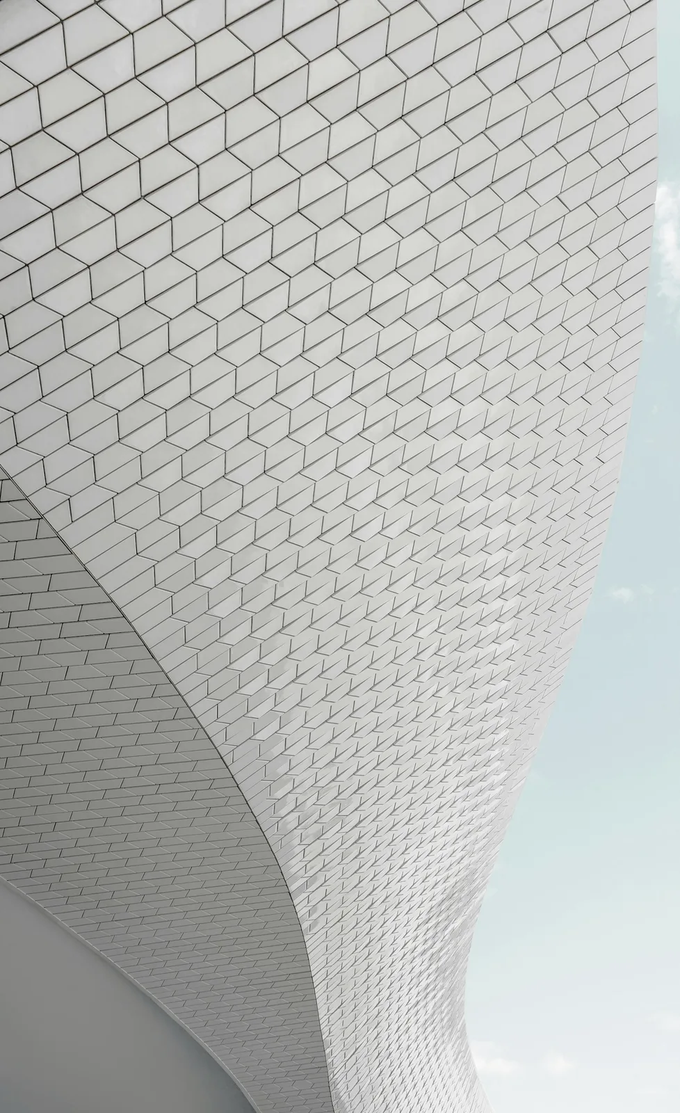 Curved white architectural façade detail